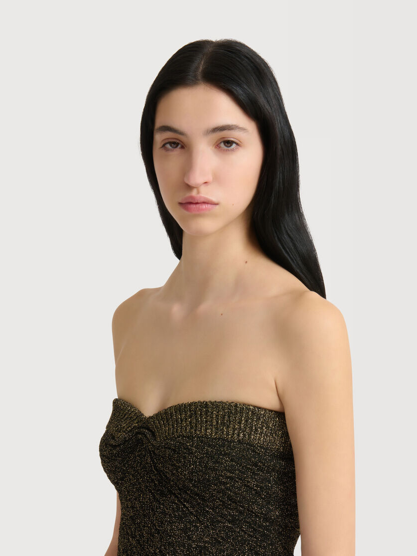 Black wool strapless top with lurex detailing, Image 5