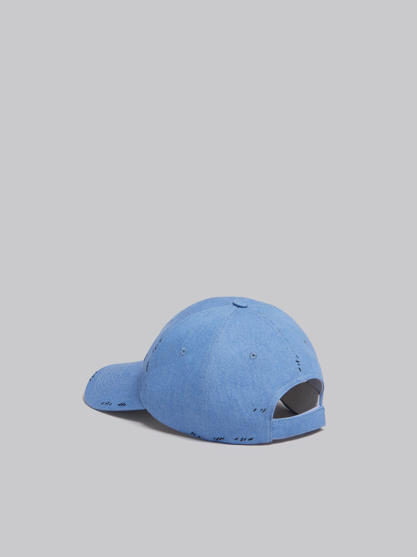 Casquette en denim bleu avec effet raccommodé Marni - Chapeau - Image 3