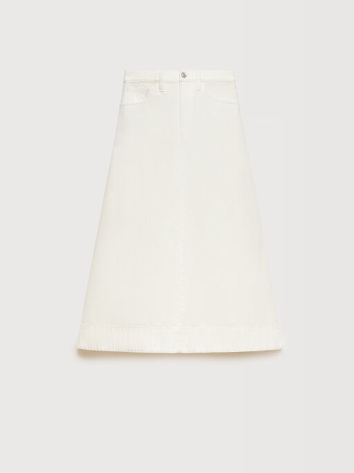 White denim flared midi skirt - Skirts
