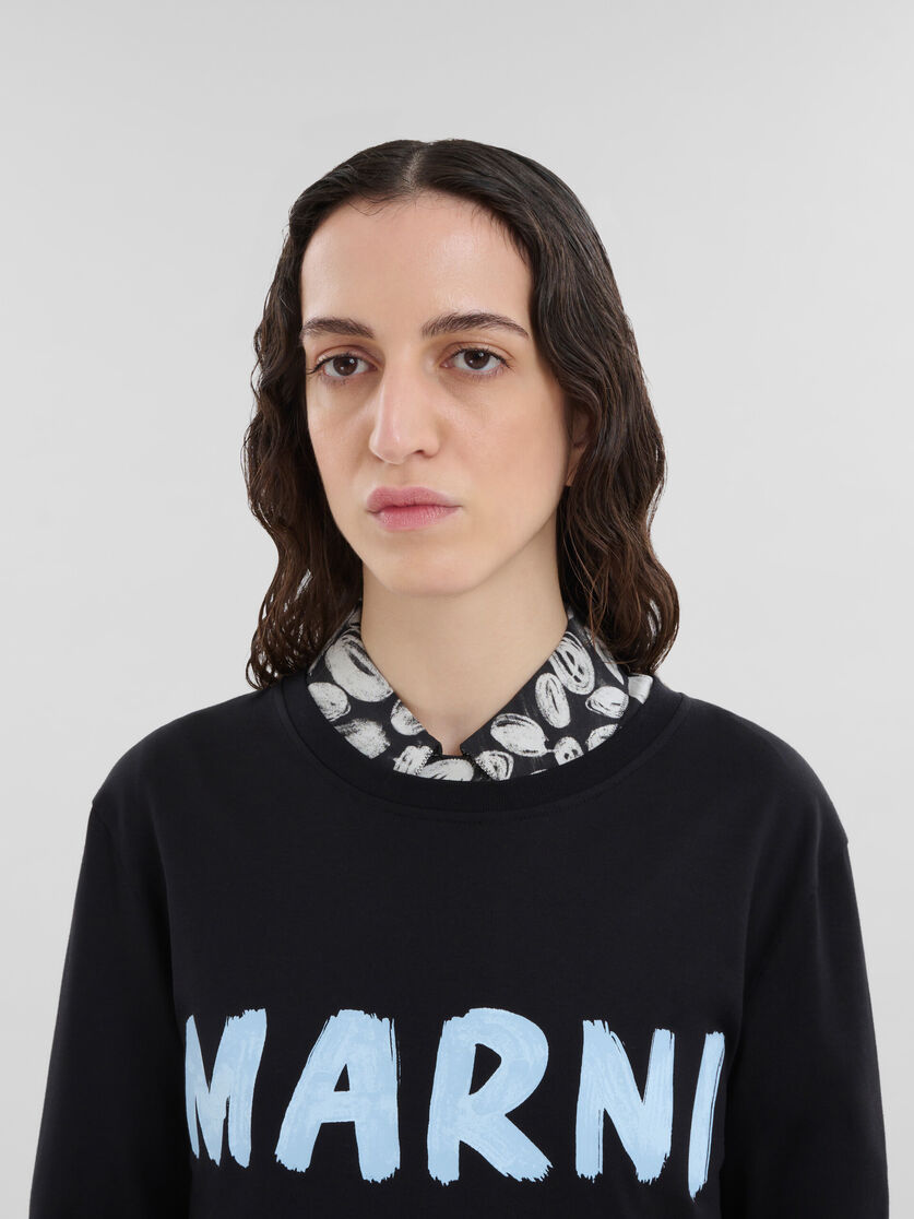 Black organic cotton T-shirt with logo | Marni
