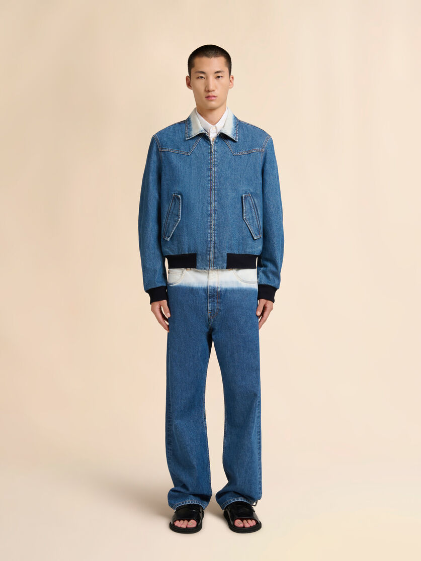 Blue denim bomber jacket with degradé collar, Image 2