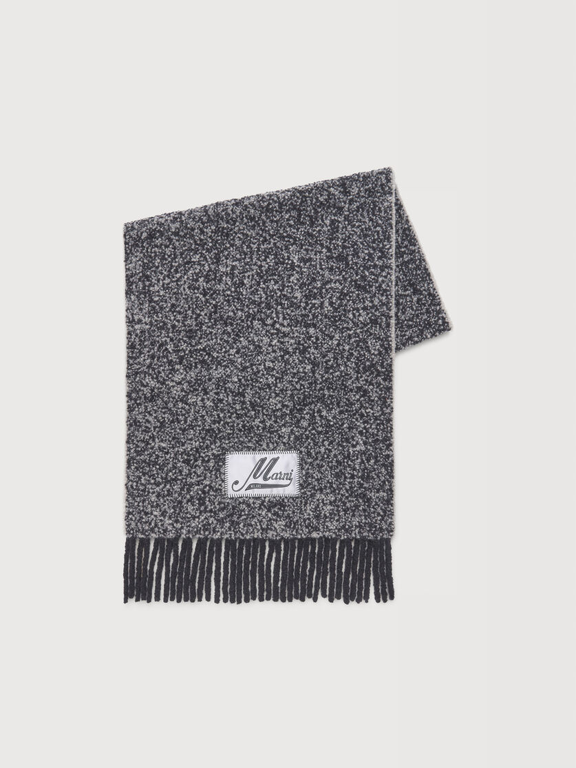 Grey boucl&eacute; alpaca scarf, Image 1