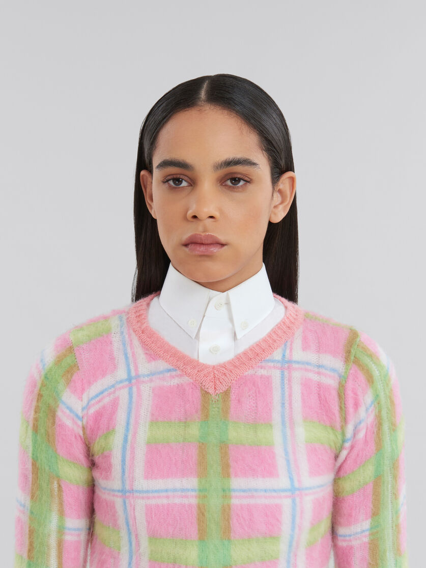 Pink and green checked brushed mohair jumper - Pullovers - Image 4