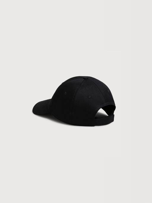 Black organic gabardine baseball cap with embroidered logo - Hats