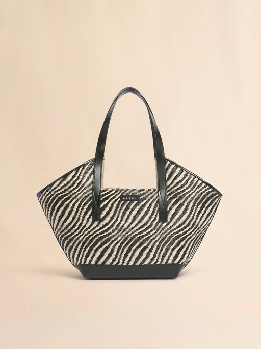 Black raffia-effect Waves small tote bag - Shopping Bags