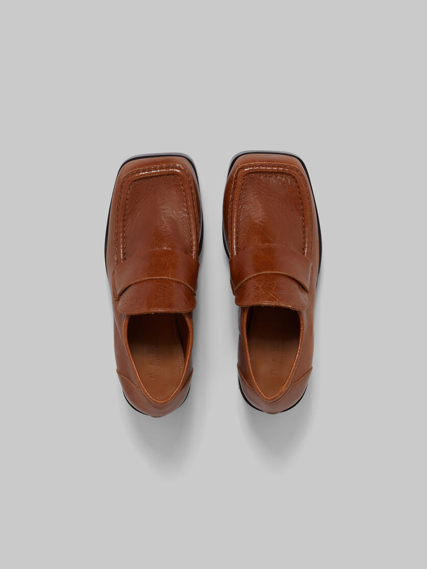 Brown leather heeled loafer - Pumps - Image 4