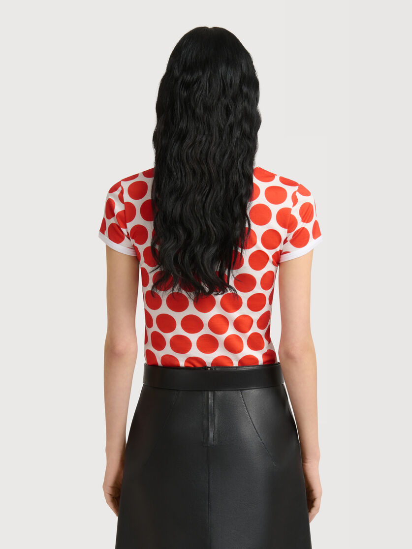White cotton T-shirt with Polka Rhythm print, Image 4