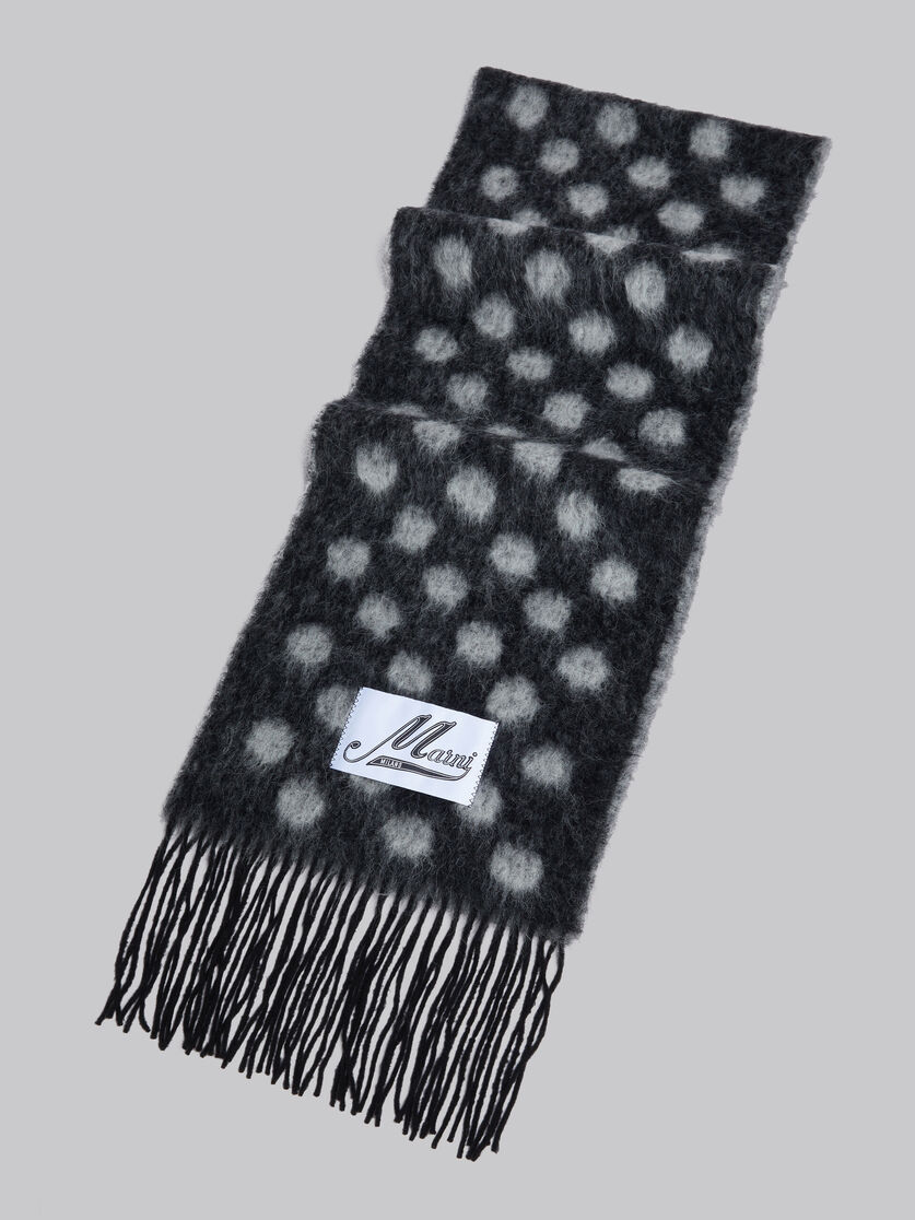 Black wool-mohair scarf with polka dots - Scarves - Image 3