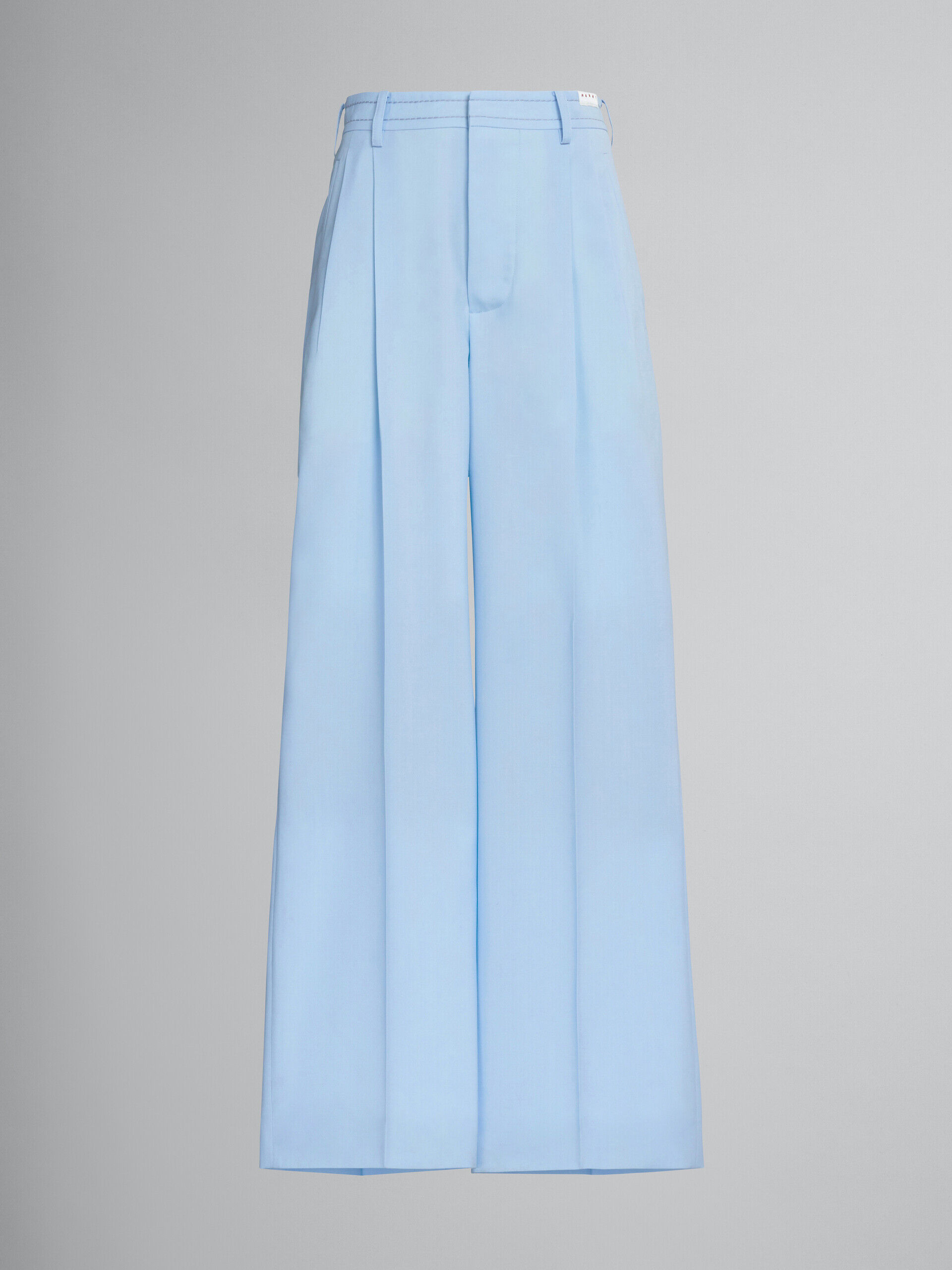 Wide-leg trousers in light blue tropical wool | Marni