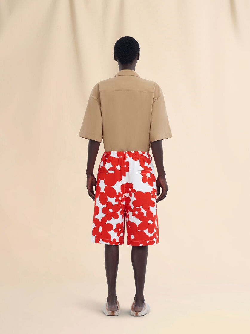 Cotton Bermuda shorts with red and white Dillies print - Pants - Image 3