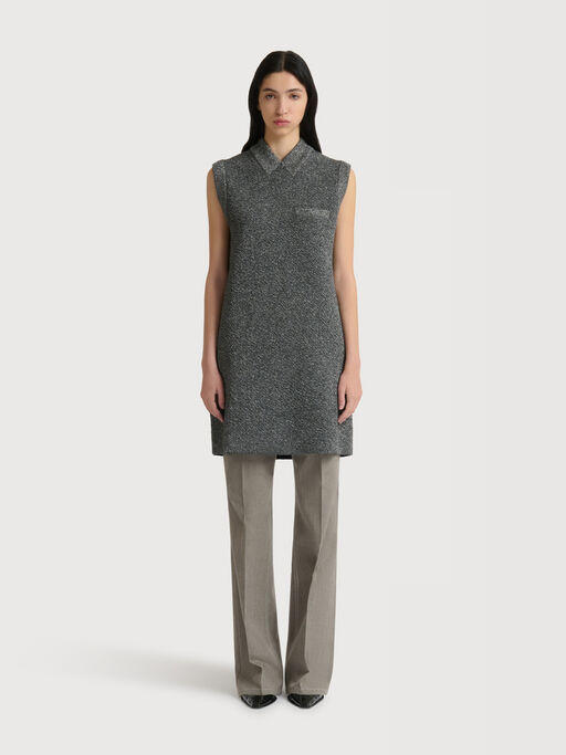 Grey wool mini dress with lurex detailing - Dresses