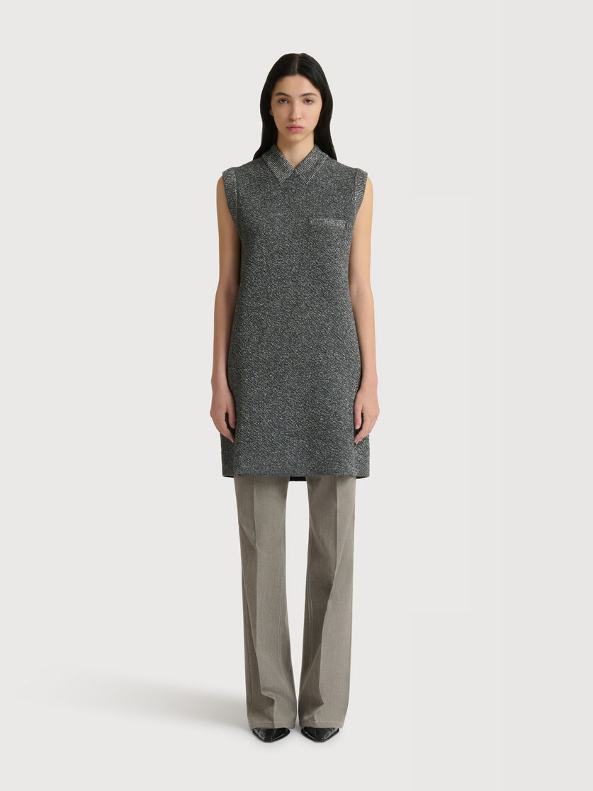 Grey wool mini dress with lurex detailing, Image 2