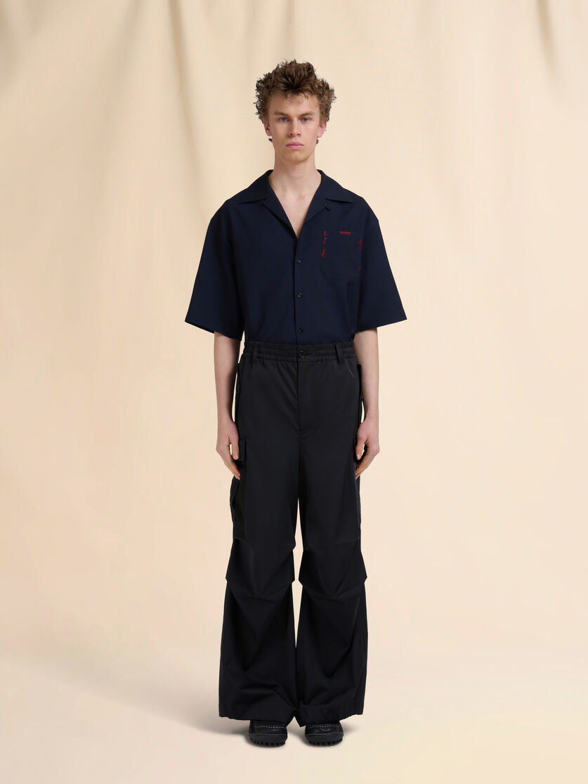 Black water-repellent taffeta cargo pants - Pants - Image 2