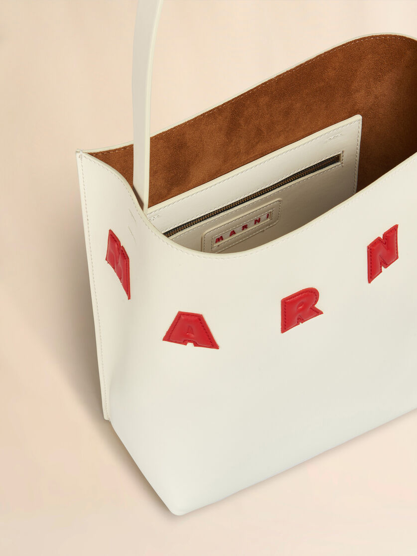 Small white leather Museo hobo bag with patches - Shopping Bags - Image 4