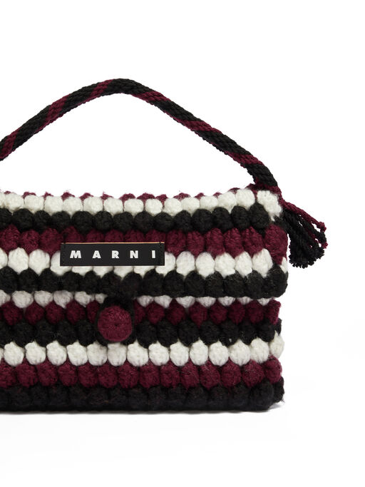 ブラック ストライプ クロシェ Marni Market Bread ハンドバッグ - ショッピングバッグ