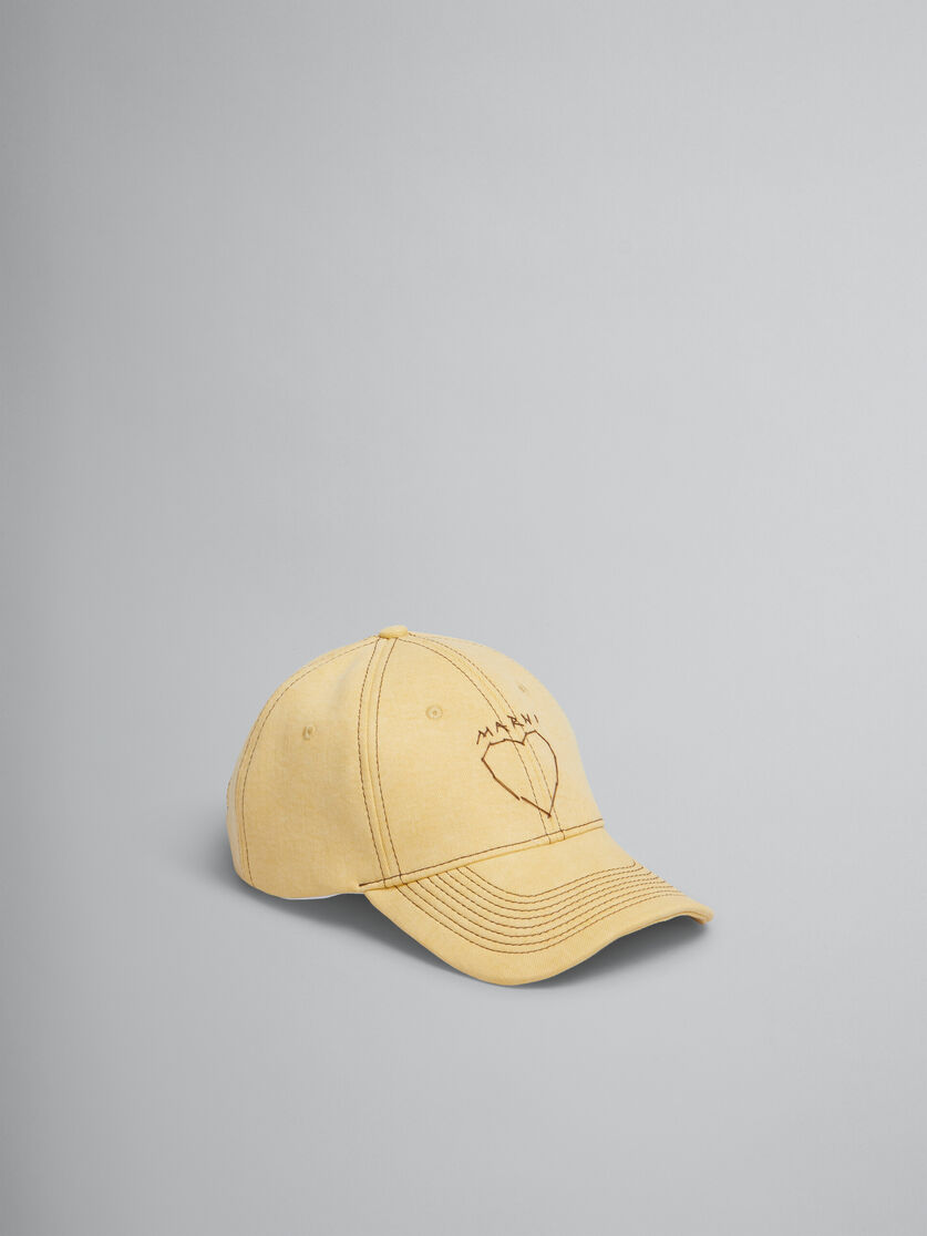 Yellow organic denim baseball cap with Marni mending | Marni 