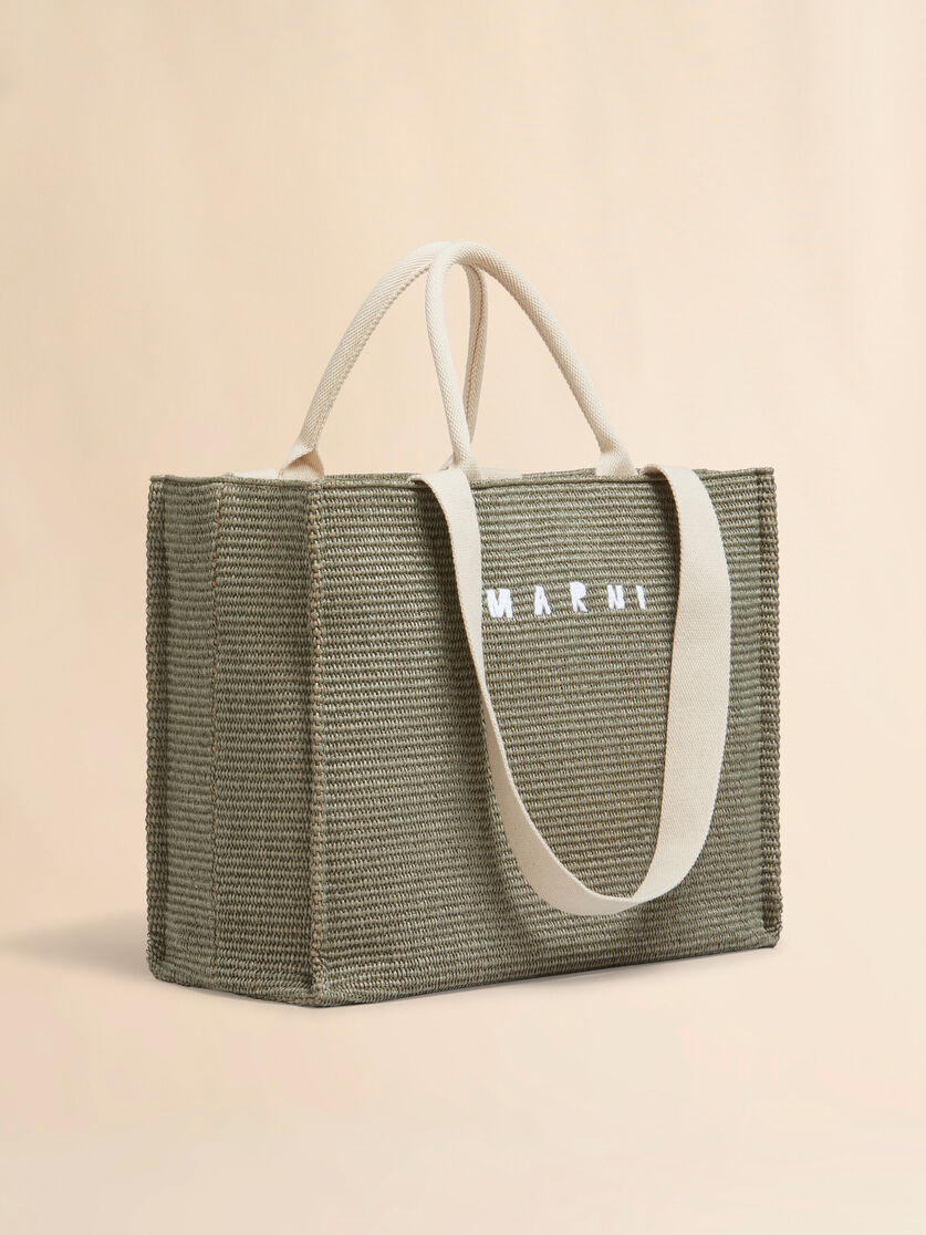 Large Tote in natural-coloured raffia-effect fabric - Shopping Bags - Image 5