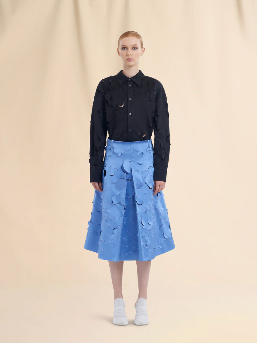 Indigo duchess silk flared skirt with cut-out details - Skirts - Image 2
