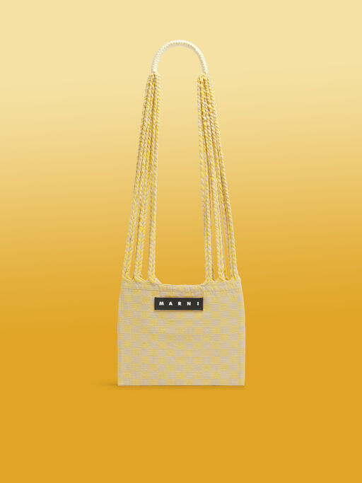 サフラン MARNI MARKET CROSS CHECKERBORAD HAMMOCK BAG - ショッピングバッグ