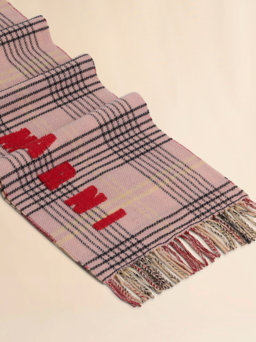 Pink double check wool scarf - Scarves - Image 2