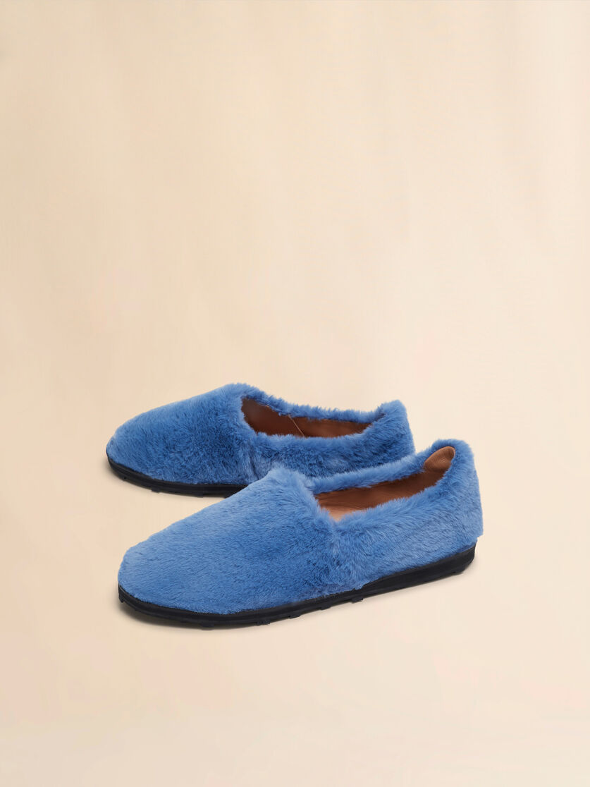 Blue slip-on loafer in faux fur - Lace-ups - Image 4