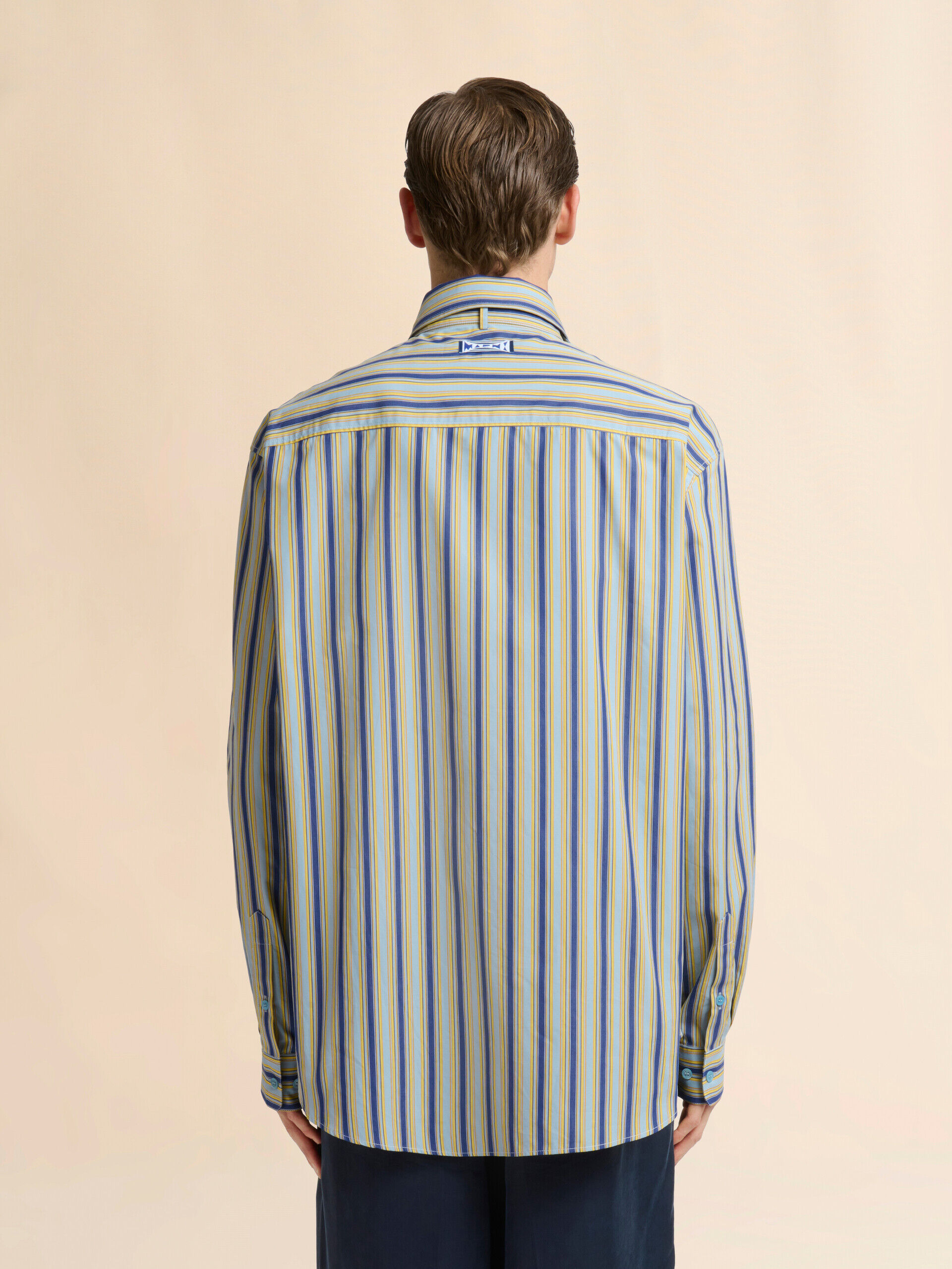 グリーン ネックストラップ付きストライプ入りポプリンシャツ | Marni