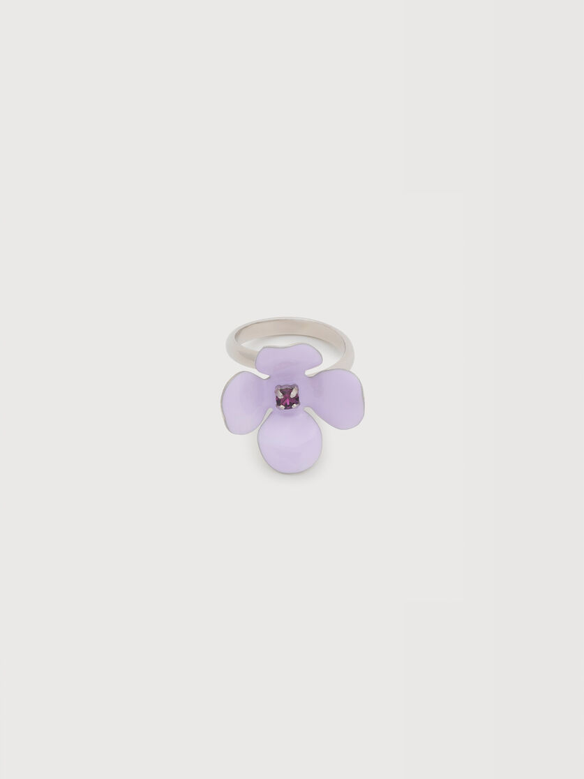 Purple enamel daisy ring, Image 1