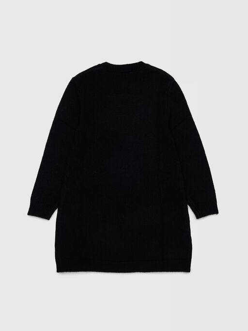 Black wool blend jumper dress with goggle lady inlay - Dresses