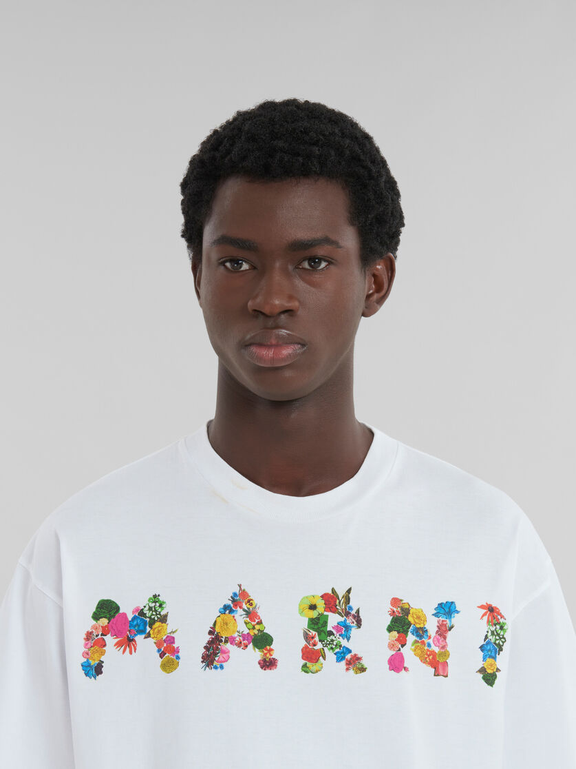 T-shirt in cotone bianco con logo Marni bouquet - T-shirt - Image 4