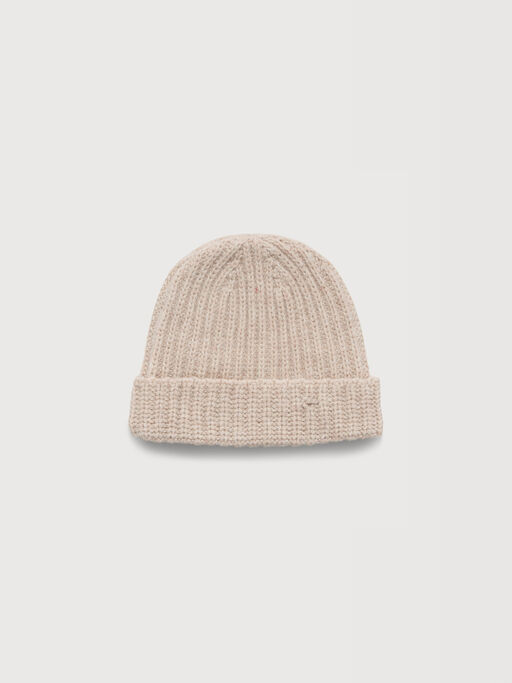Oat Shetland wool beanie with Marni Mending - Hats