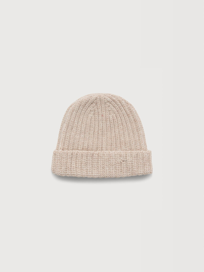 Oat Shetland wool beanie with Marni Mending, Image 2