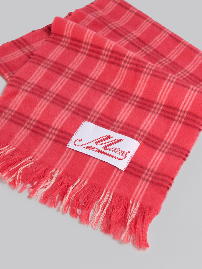 Rose pink check wool scarf - Scarves - Image 3
