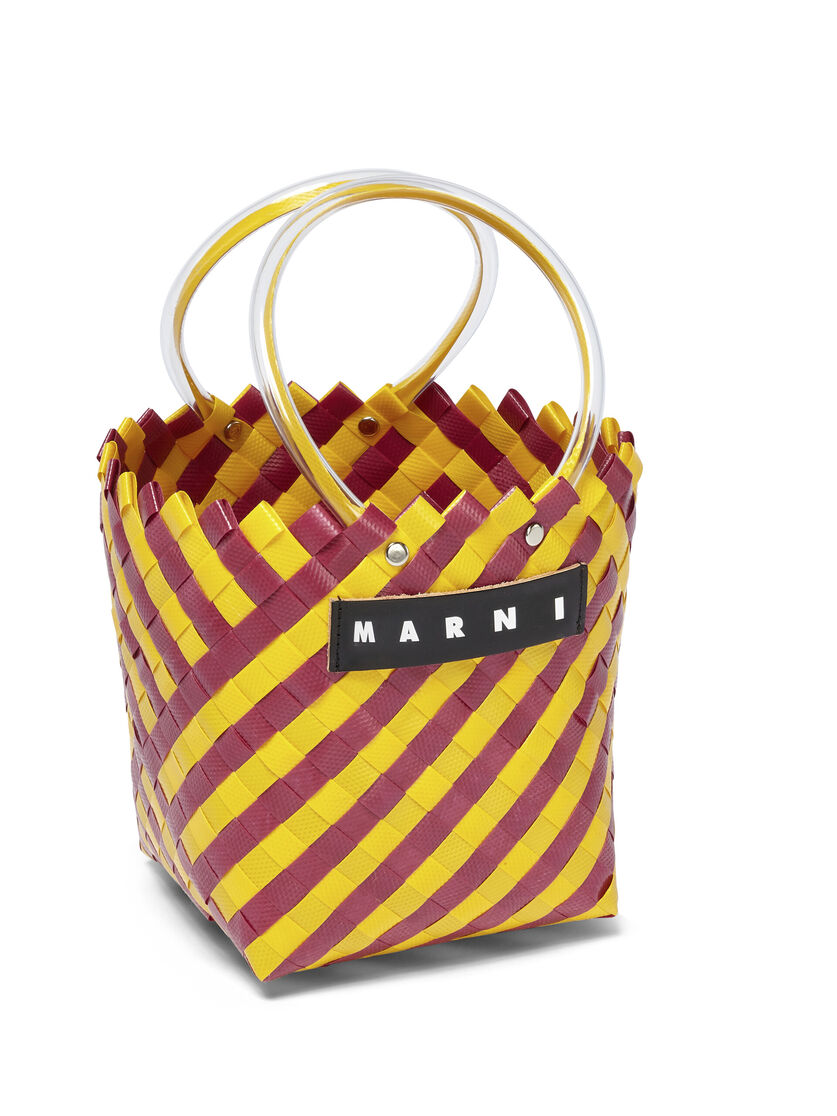 MARNI MARKET TAHA Tasche aus Gewebe in Grün und Burgunderrot - Shopper - Image 4
