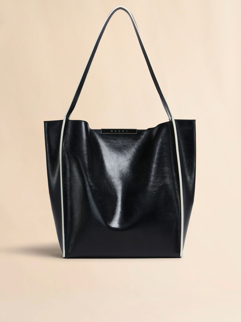 Black leather Cresta N/S tote bag - Shopping Bags - Image 1