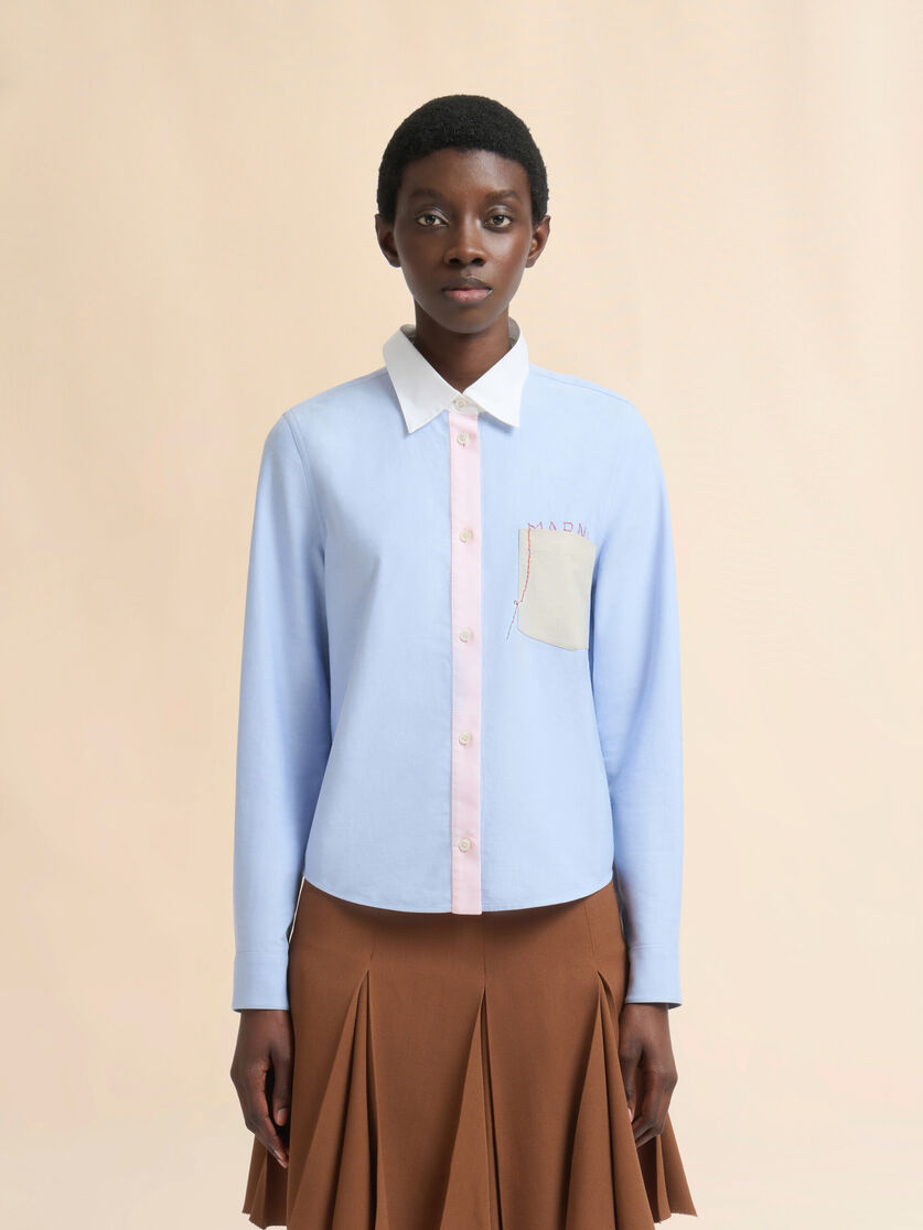 Blue cotton baby shirt with handstitched Marni logo - Shirts - Image 2