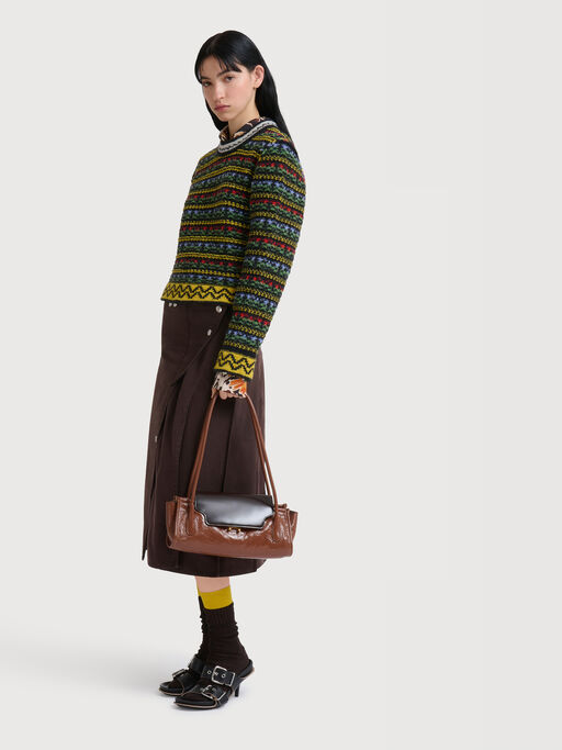 Brown and black leather Trunkette bag - Shoulder Bags