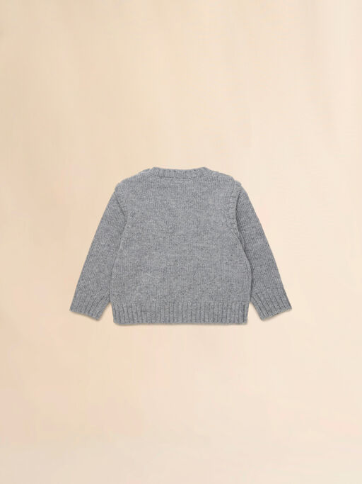 Grey melange wool-nylon jumper with pockets - Knitwear