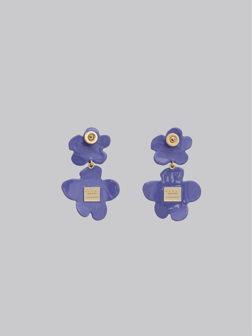 Earrings with two purple flowers - Earrings - Image 3