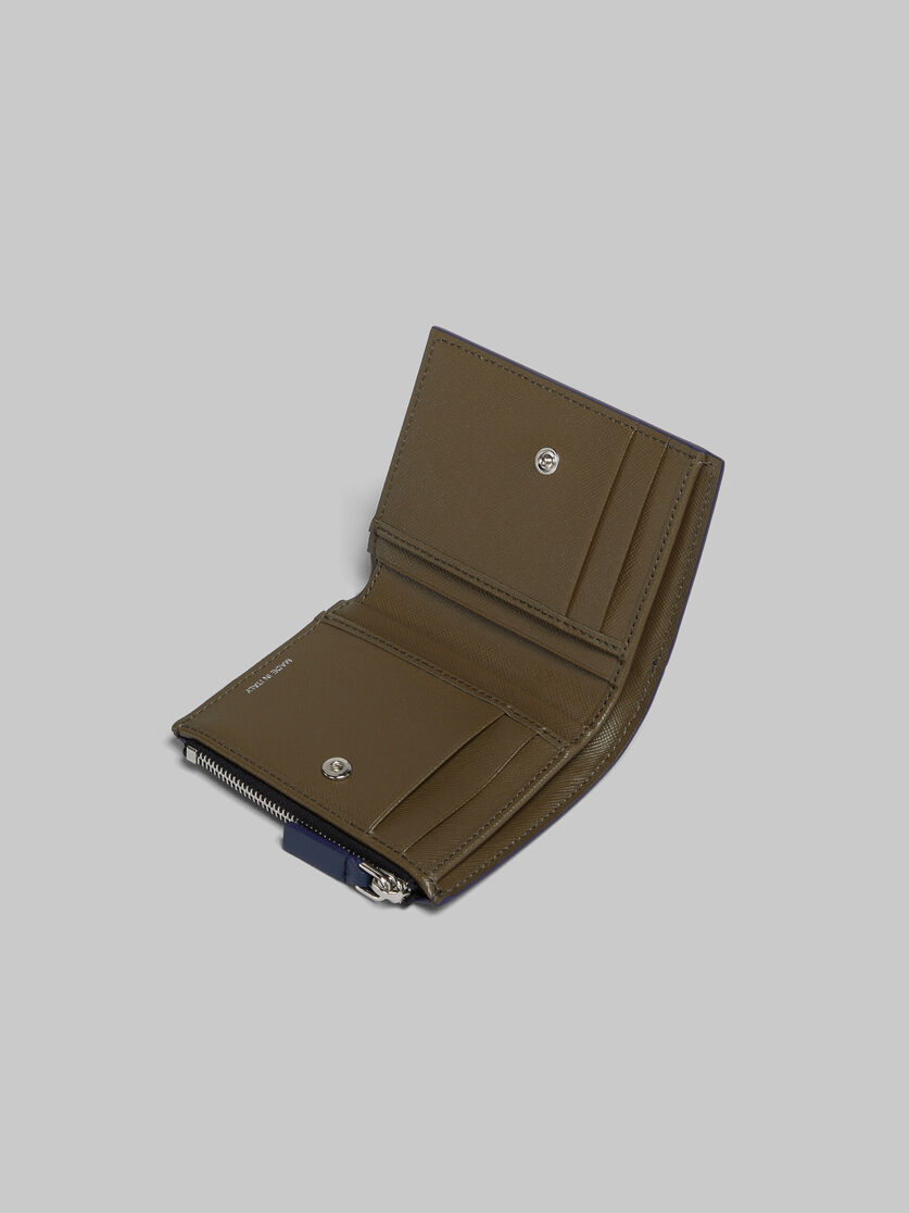 クリーム ディープブルー サフィアーノレザー製 二つ折りウォレット 、ファスナー式ポケット - 財布 - Image 4