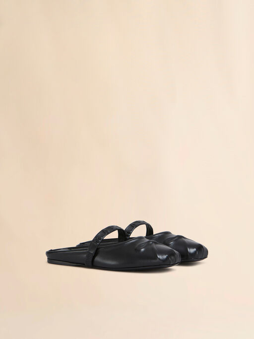Black nappa leather Little Bow sabot ballet flat - Clogs