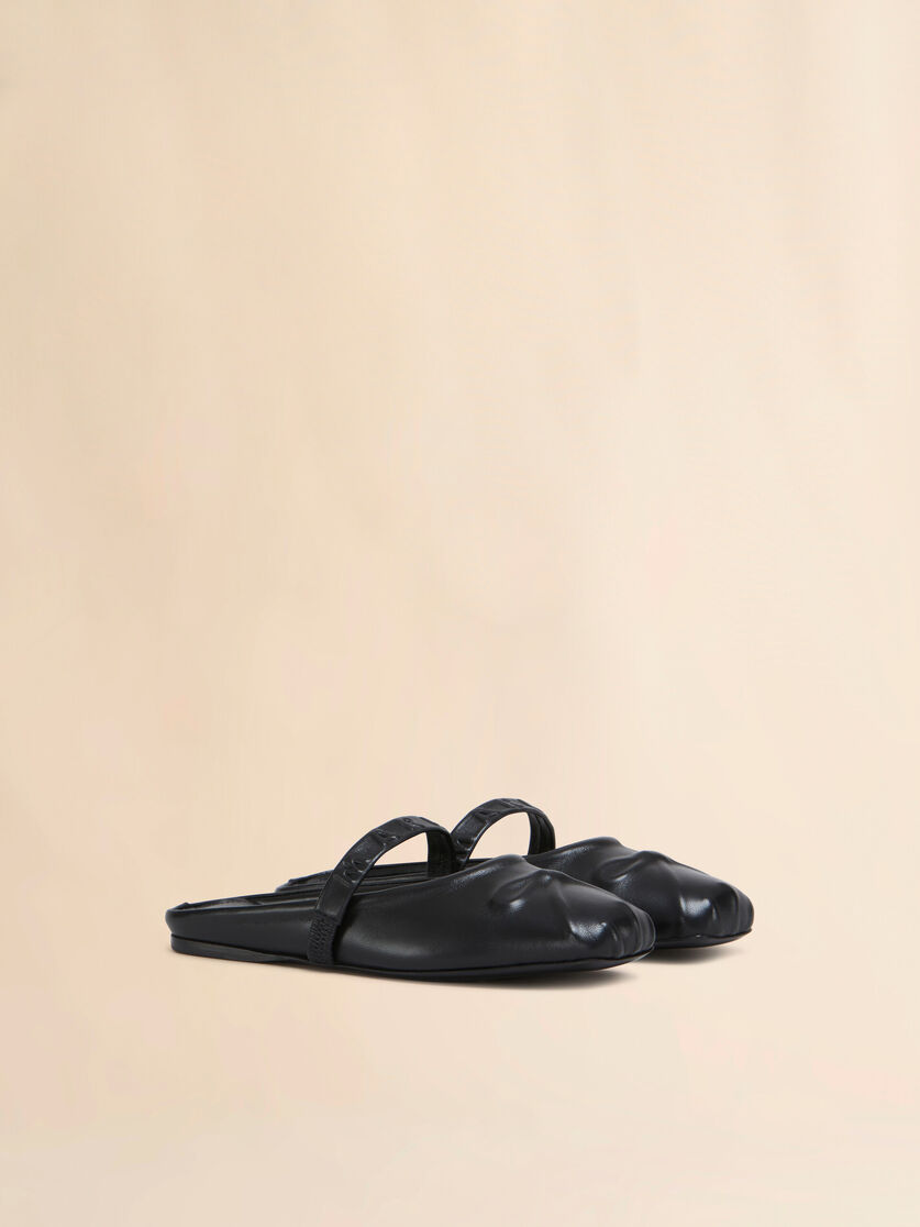 Black nappa leather Little Bow sabot ballet flat - Sandals - Image 2