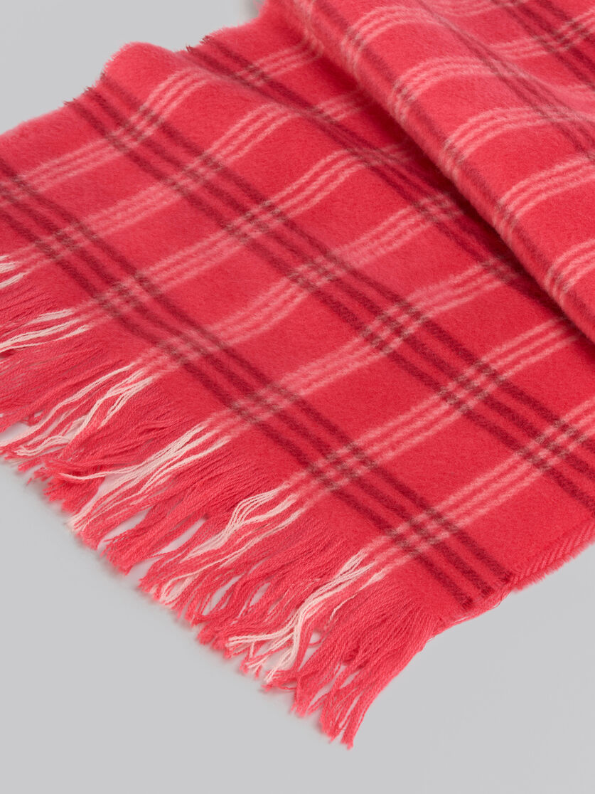 Rose pink check wool scarf - Scarves - Image 4