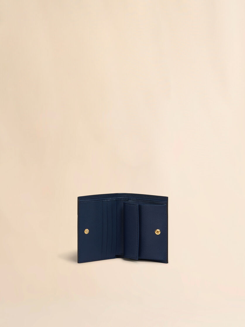 Blue, beige and light blue saffiano leather bi-fold wallet - Wallets - Image 2