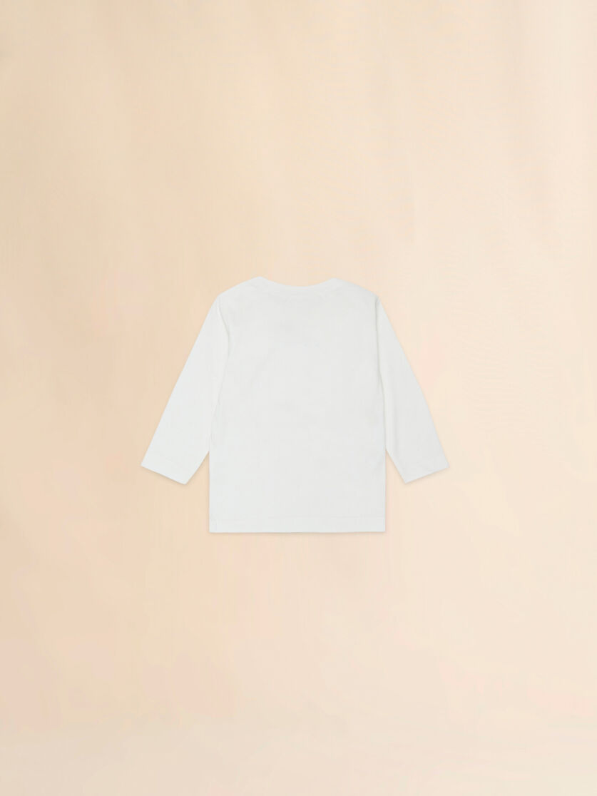 Off-white long-sleeved cotton T-shirt with Marni logo - T-shirts - Image 2