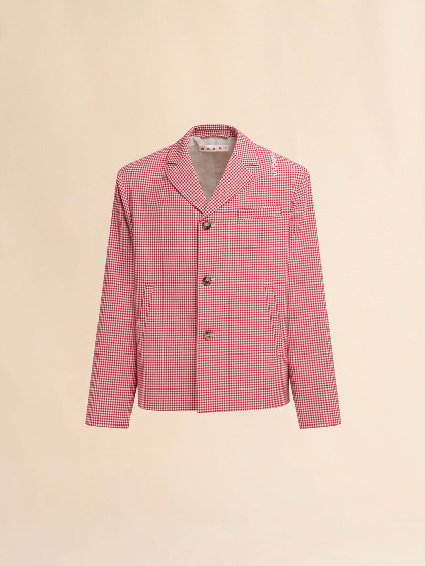Red and white gingham wool jacket - Jackets - Image 1