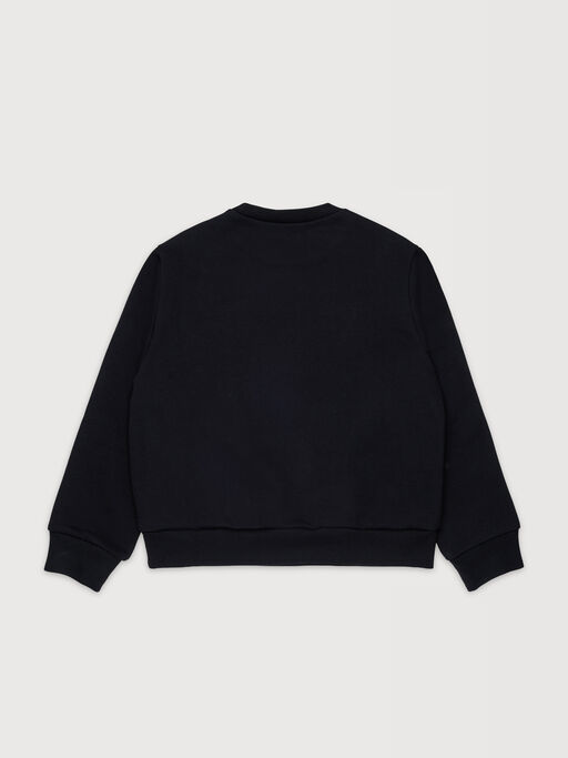 Black cotton sweatshirt with maxi skater print - Sweaters