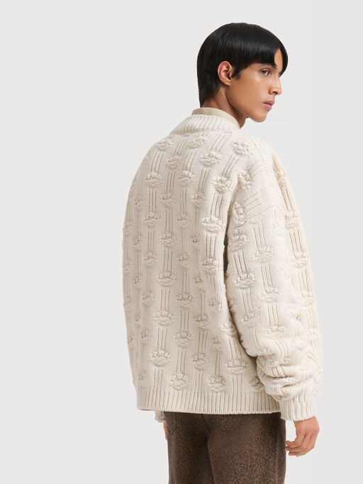 White fisherman wool-cashmere cardigan - Pullovers