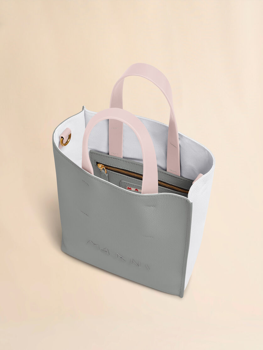 Mini-sac Museo Soft en cuir ivoire et marron avec broderie Marni Mending - Sacs cabas - Image 3