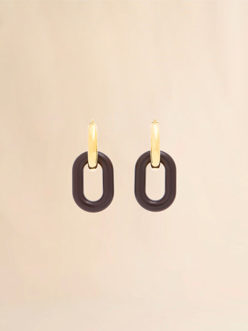 Brown resin chain earrings - Earrings
