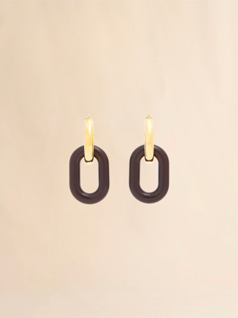Brown resin chain earrings - Earrings - Image 1